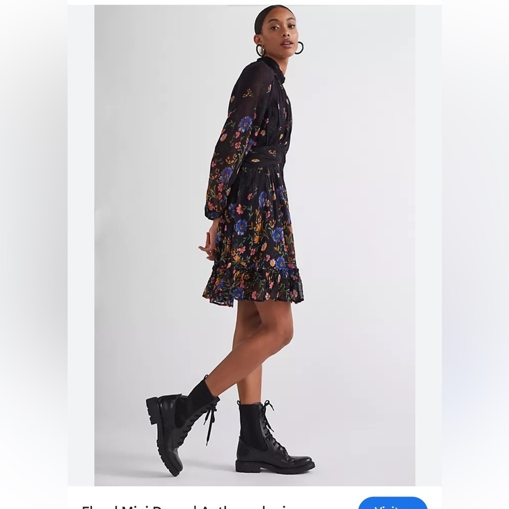Anthropologie Floral Dress- size 10P - Picture 7 of 8